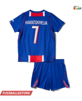 Günstige Paris Saint-Germain Khvicha Kvaratskhelia #7 Heimtrikotsatz Kinder 2026-27 Kurzarm (+ Kurze Hosen)